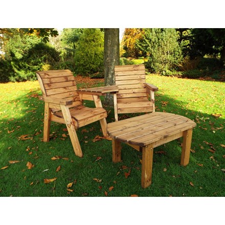 Twin Companion Dining Set With Angled Tray Fsc Redwood (Hb125)