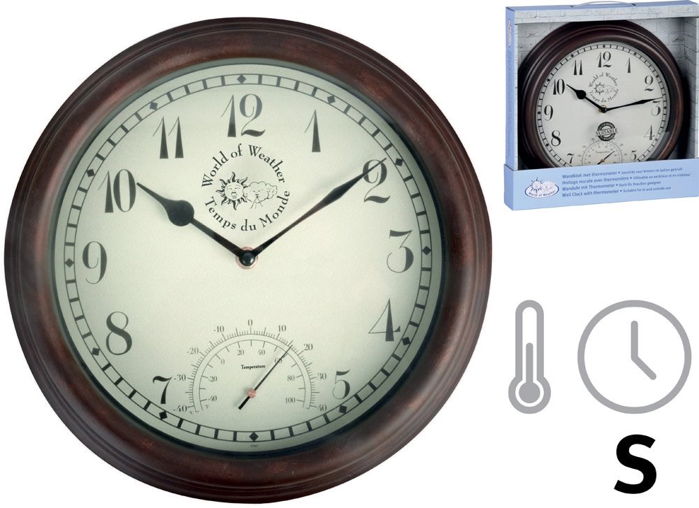 World Of Weather Wall Clock & Thermometer