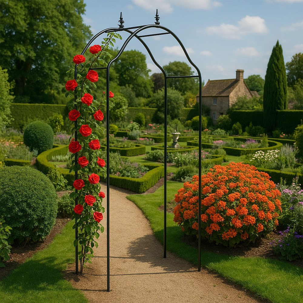 Elegant Black Metal Garden Arch Trellis