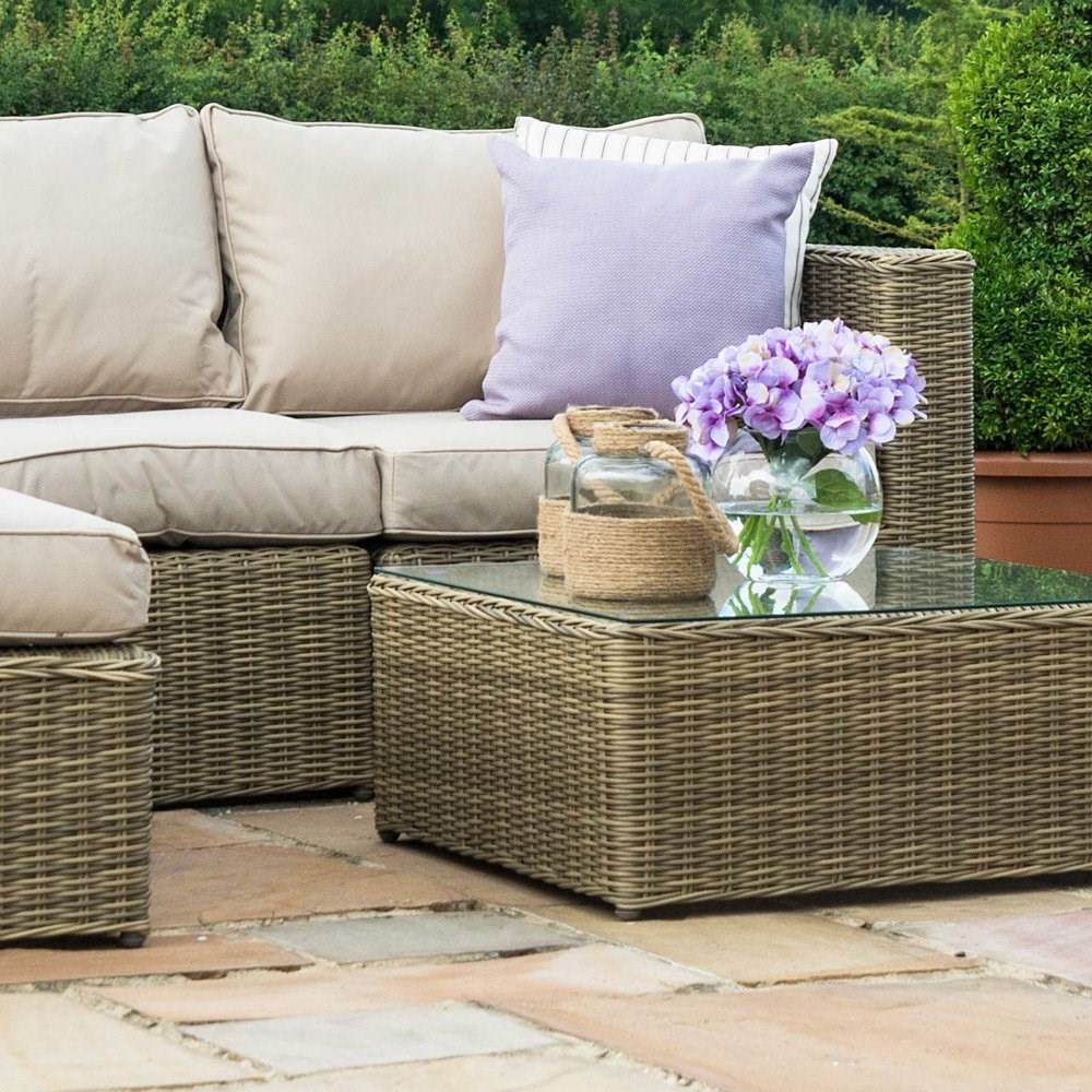 Winchester Garden Rattan Chaise Sofa and Chair Set in Natural