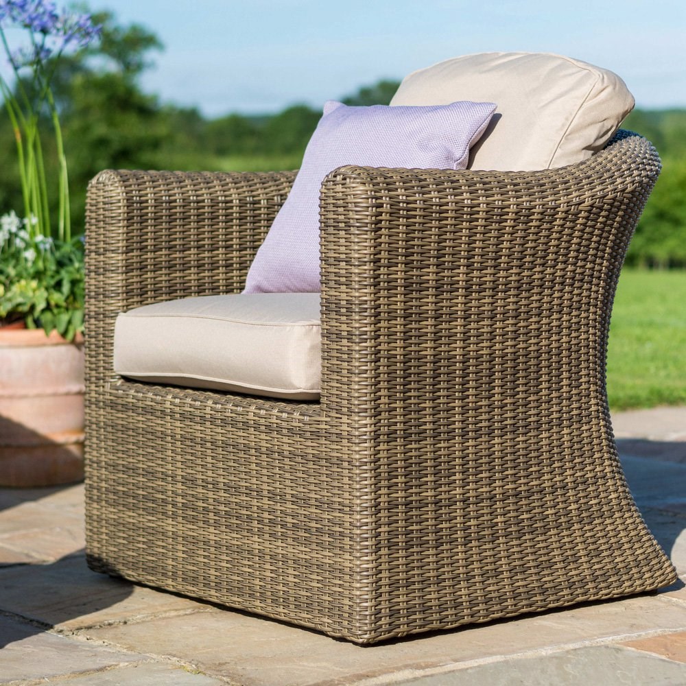 Winchester Garden Rattan Large Corner Sofa Chair and Table Set in Natural