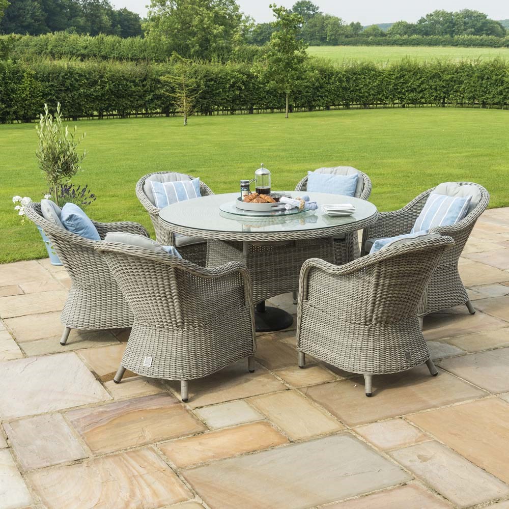 Oxford Heritage 6 Seat Round Rattan Dining Set with Ice Bucket & Lazy Susan