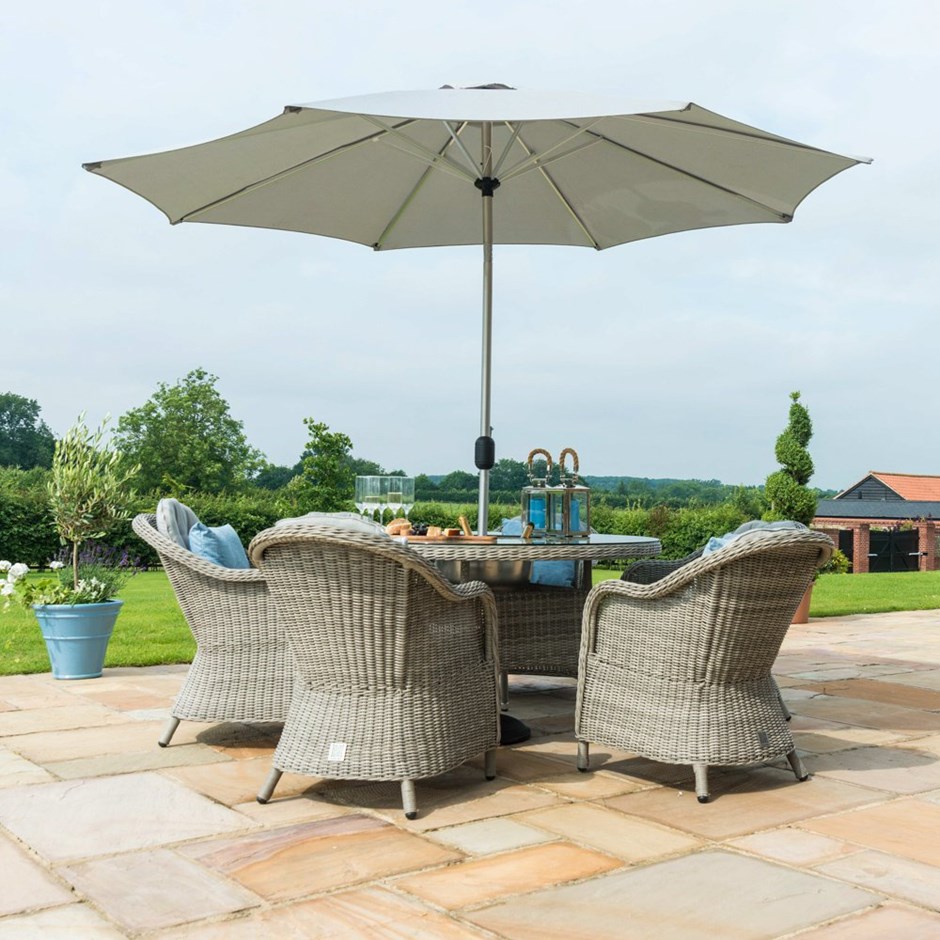 Oxford 6 Seater Rattan Oval Table with Ice Bucket and Dining Chairs in Grey
