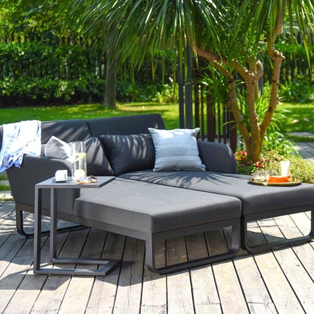 Unity Garden Rattan Double Sunlounger in Charcoal