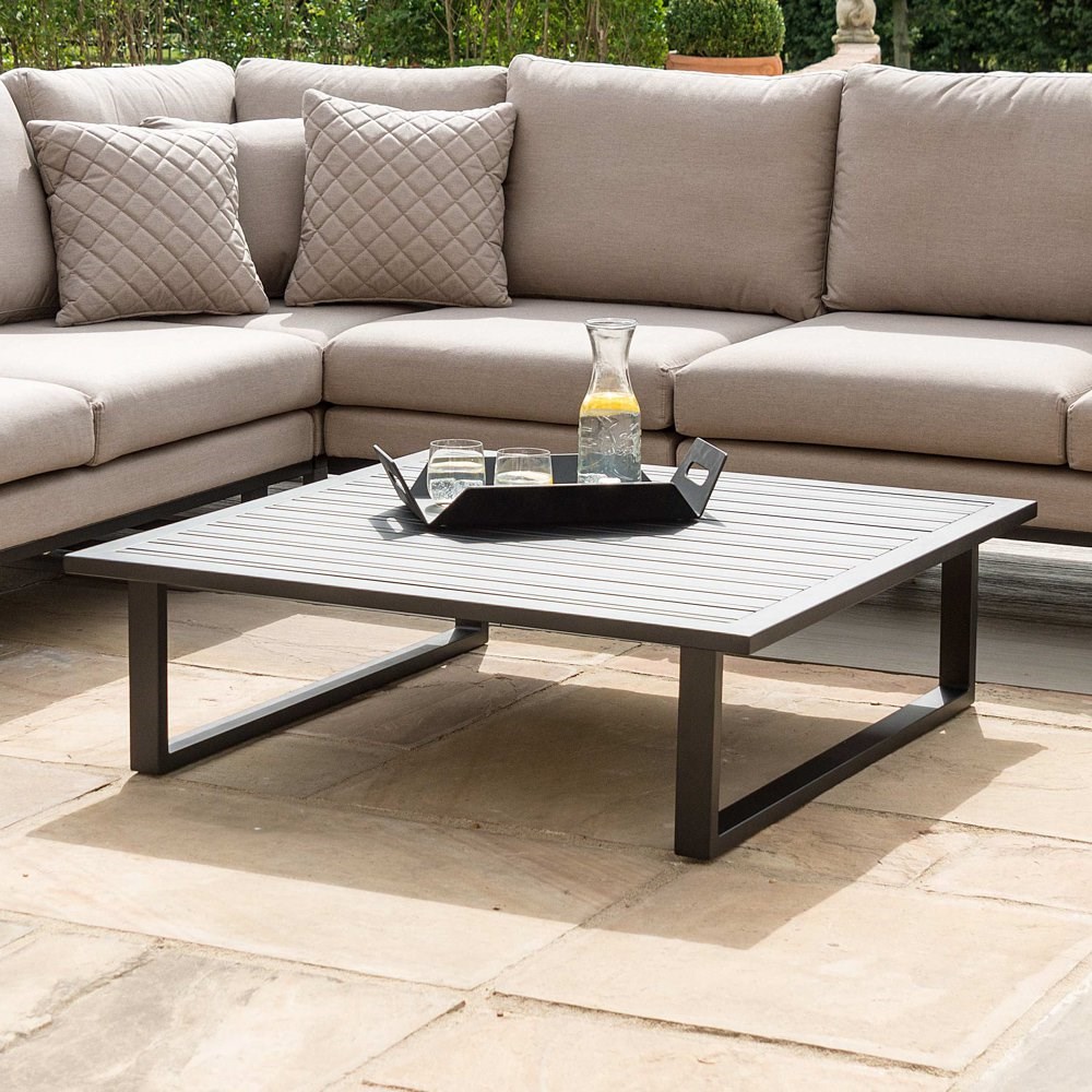 Ethos Large Garden Rattan Corner Sofa Set and Coffee Table in Taupe