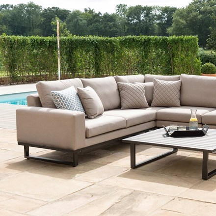 Ethos Garden Rattan Corner Sofa Set and Coffee Table in Taupe