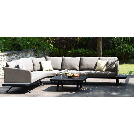 Cove Garden Rattan Corner Sofa and Coffee Table Set in Taupe