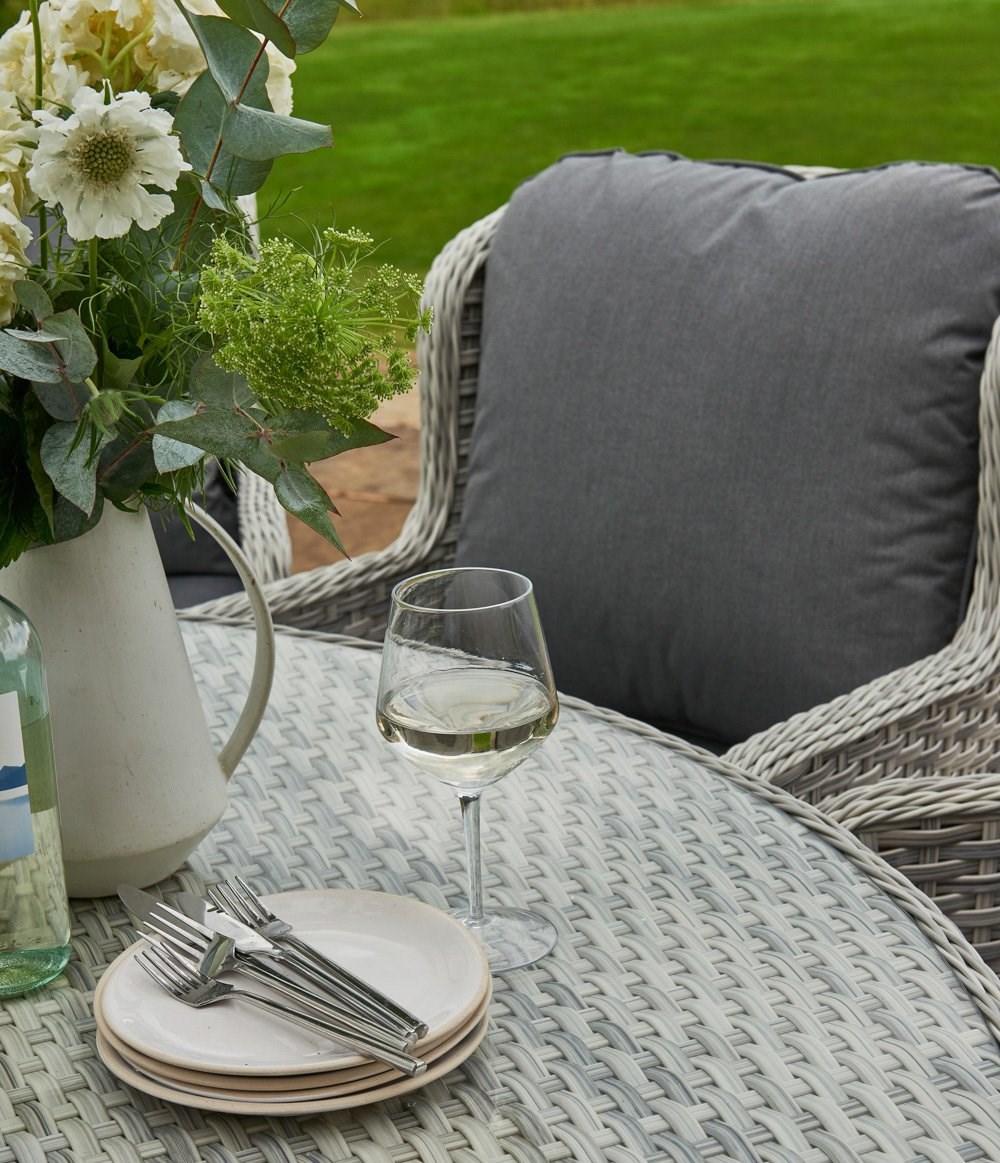 Norfolk Leisure Wroxham 8 Seat Oval Dining Set In Light Grey