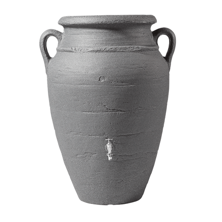 250 Litre Antique Amphora Water Butt With Planter In Dark Granite