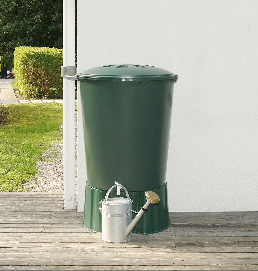 210 Litre Round Rain Water Butt Including Tap and Lid In Green