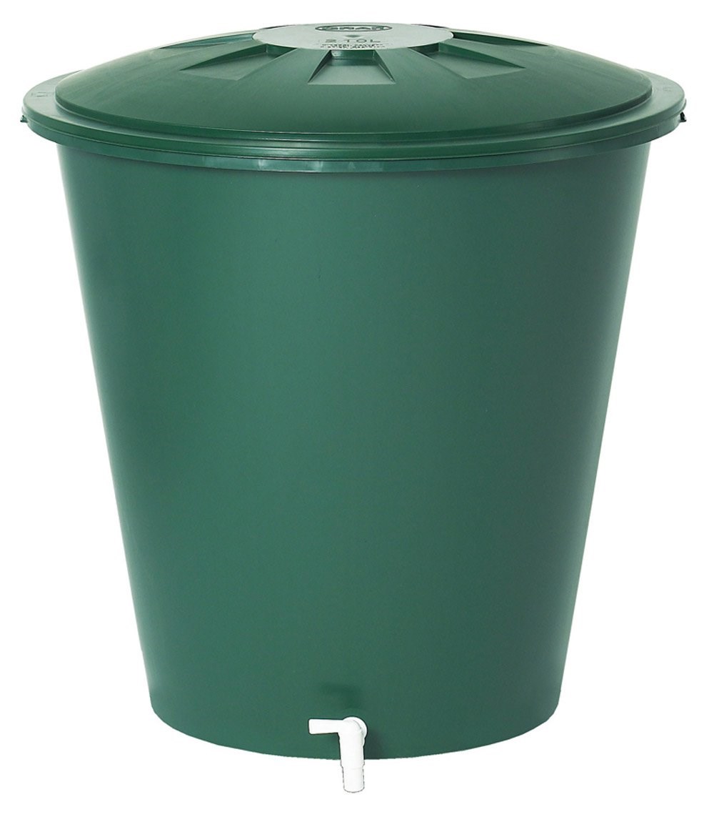 210 Litre Round Rain Water Butt Including Tap and Lid In Green