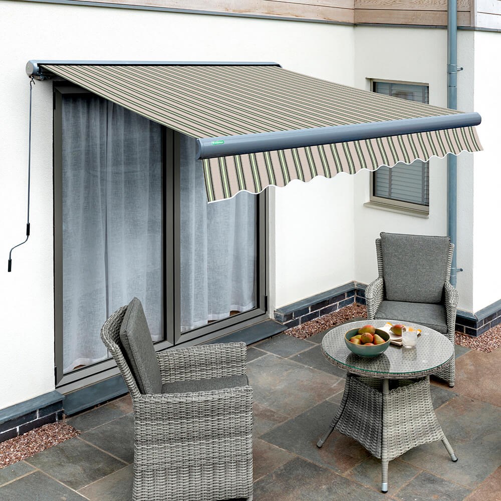 Full Cassette Electric Awning (Charcoal Cassette) | Multi-Stripe
