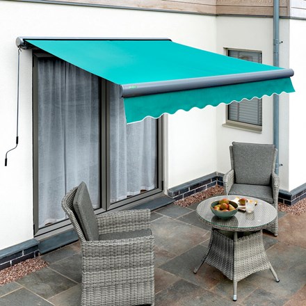 3.0m Full Cassette Electric Turquoise Awning (Charcoal Cassette)