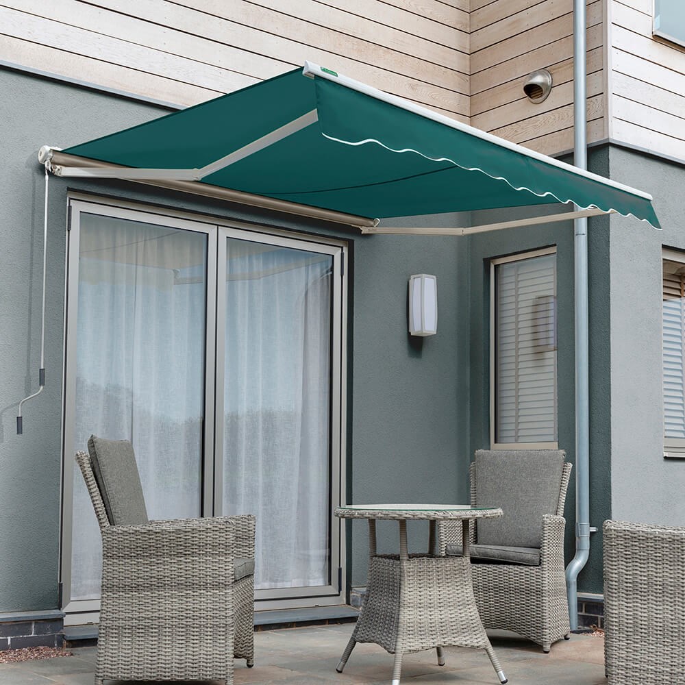 Half Cassette Electric Awning | Plain Green