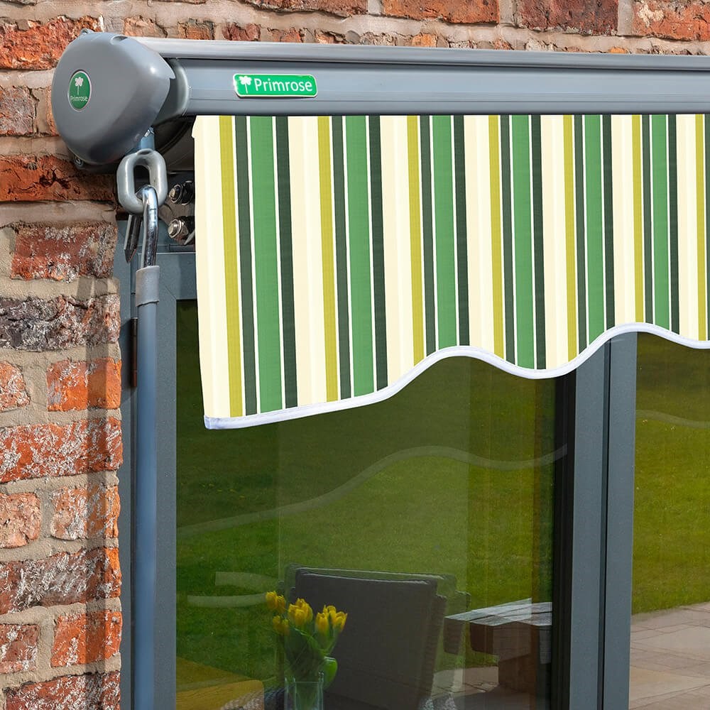 Half Cassette Electric Awning (Charcoal Cassette) | Green Stripe