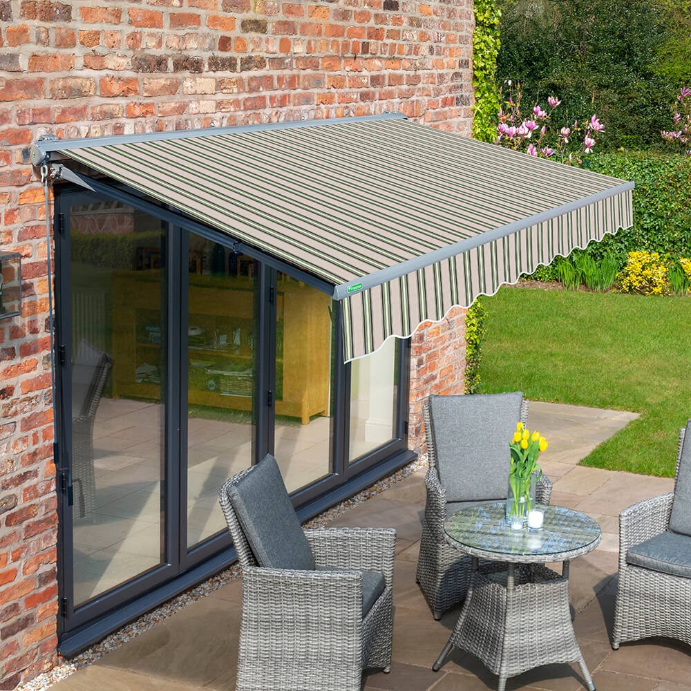 Half Cassette Electric Awning (Charcoal Cassette) | Multi-Stripe