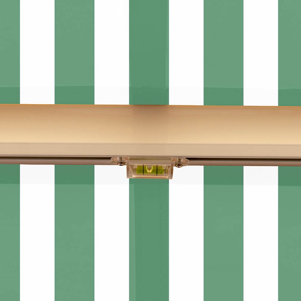 Half Cassette Electric Patio Awning | Green & White Stripe