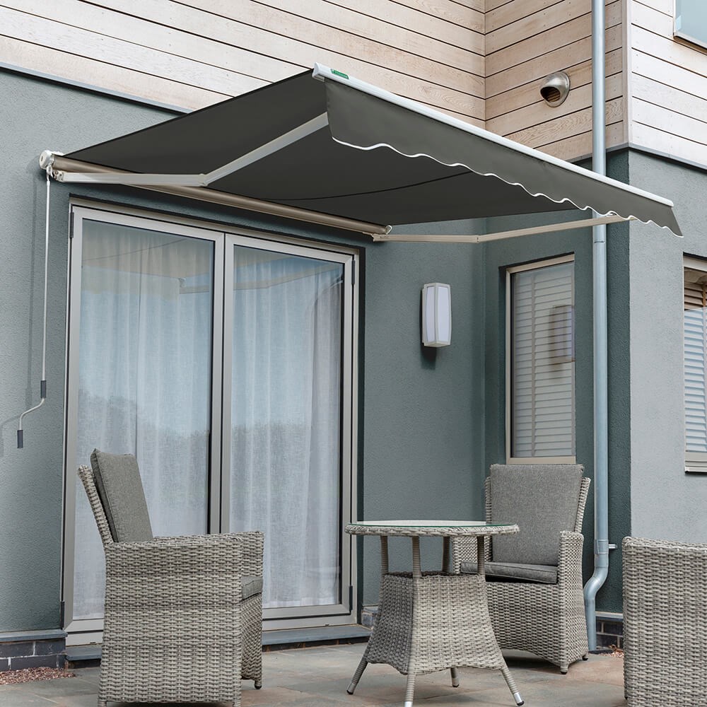 Half Cassette Manual Awning | Charcoal