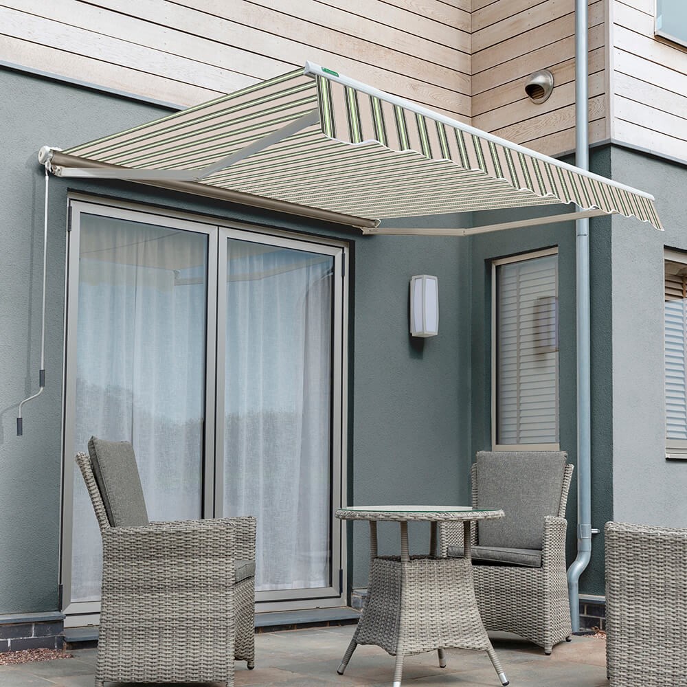 Half Cassette Manual Awning | Multi-Stripe