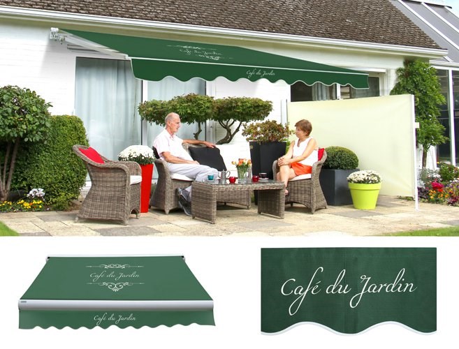 Standard Manual Awning | Cafe Du Jardin Plain Green