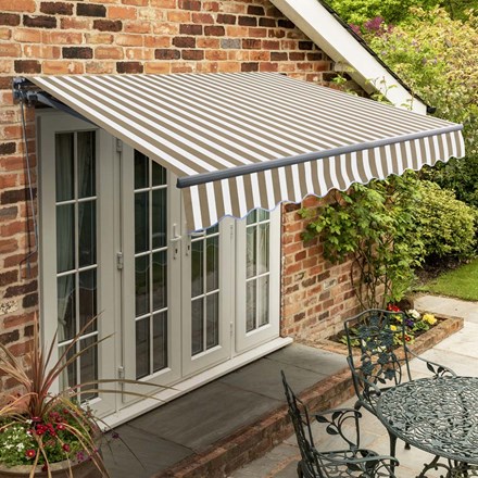 2.5m Standard Manual Mocha Brown and White Awning (Charcoal Cassette)