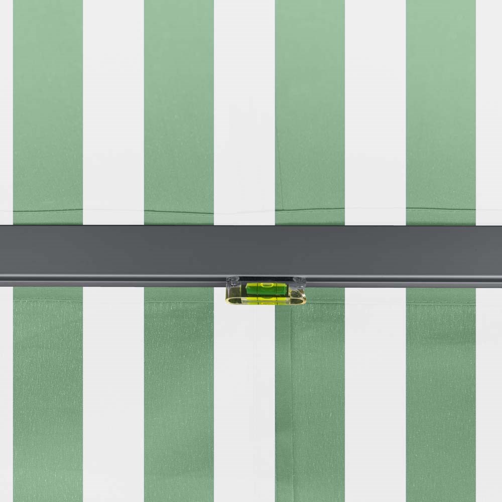 Standard Manual Awning (Charcoal Cassette) | Green & White Stripe