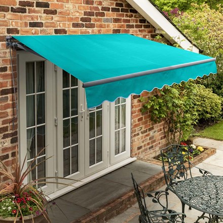2.5m Standard Manual Turquoise Awning (Charcoal Cassette)