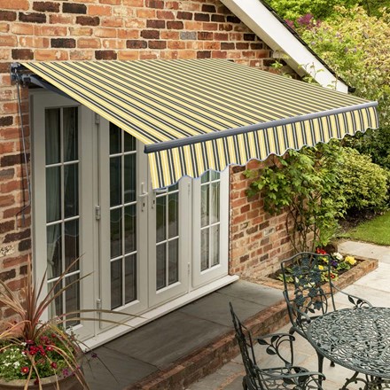 2.5m Standard Manual Yellow and Grey Awning (Charcoal Cassette)