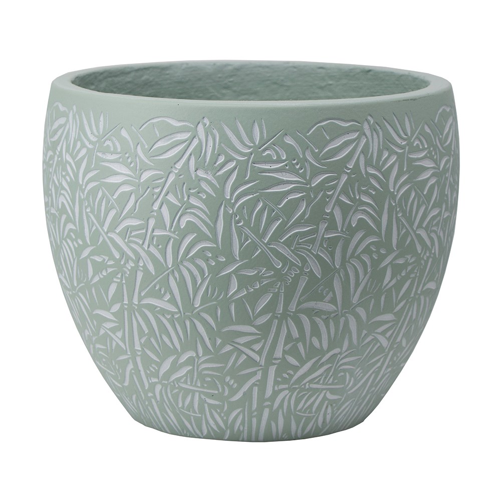 Round Bamboo Inscribed Planter in Pale Green S | M | L | XL