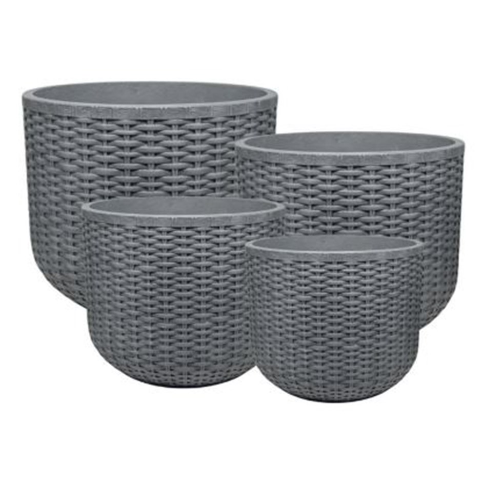 Round Rattan Effect Planter in Charcoal Grey S | M | L | XL