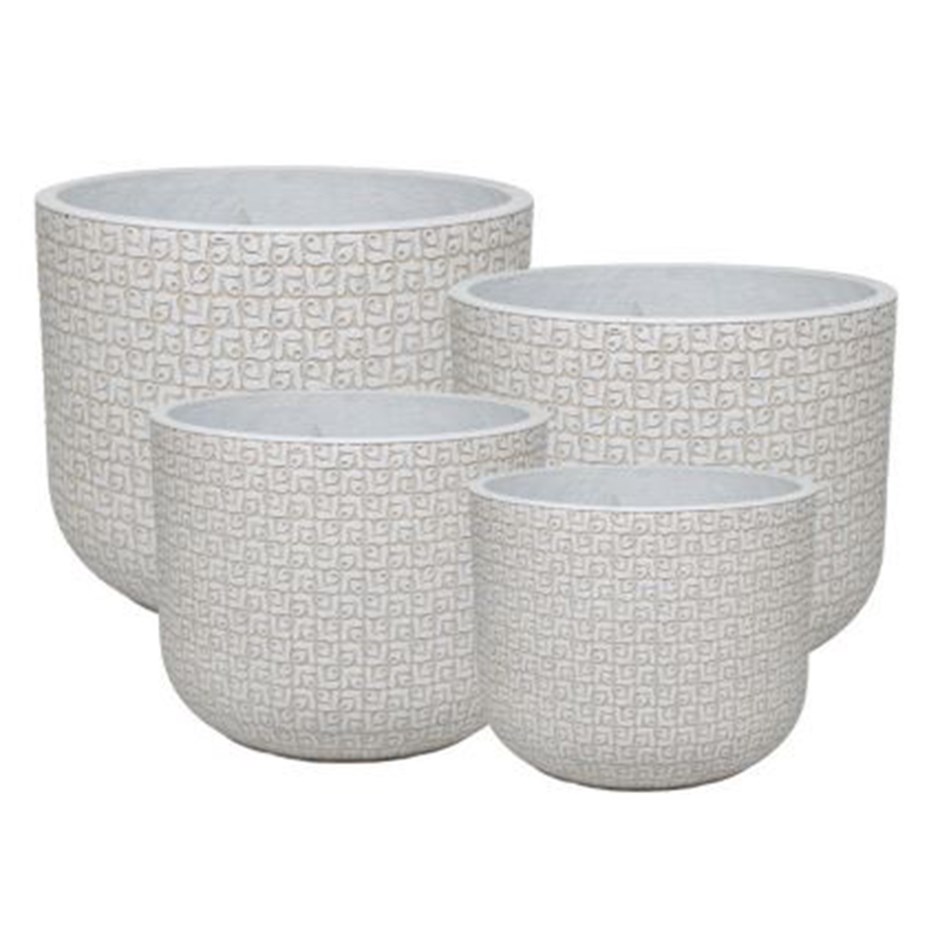 Round Flower Designed Planter in Oatmeal and Cream S | M | L | XL