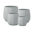 Grey Multi-Geo Pattern Fibreglass Round Planter
