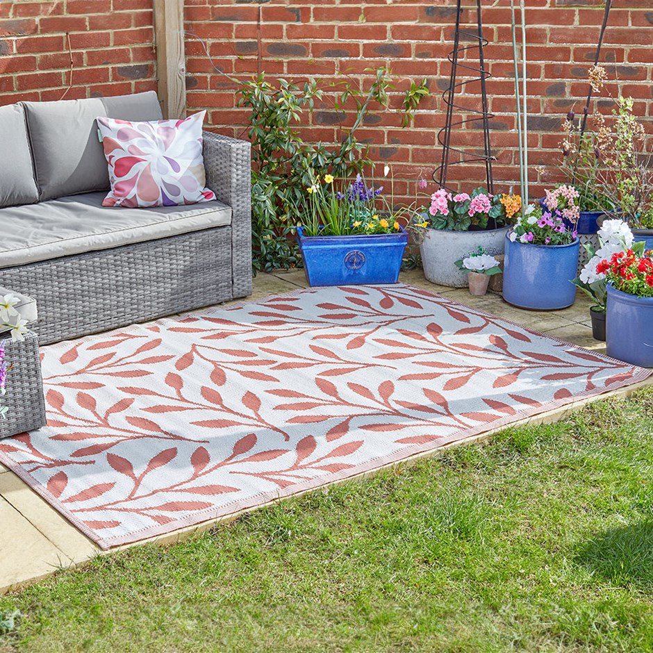 Alfresco Rug - Leaves - Red ochre - 150 x 210cm by Smart Garden