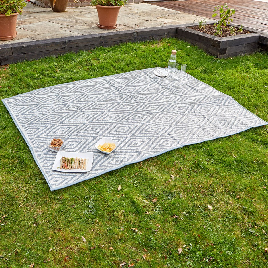 Alfresco Picnic Rug - Adana - Grey - 150 x 210cm by Smart Garden