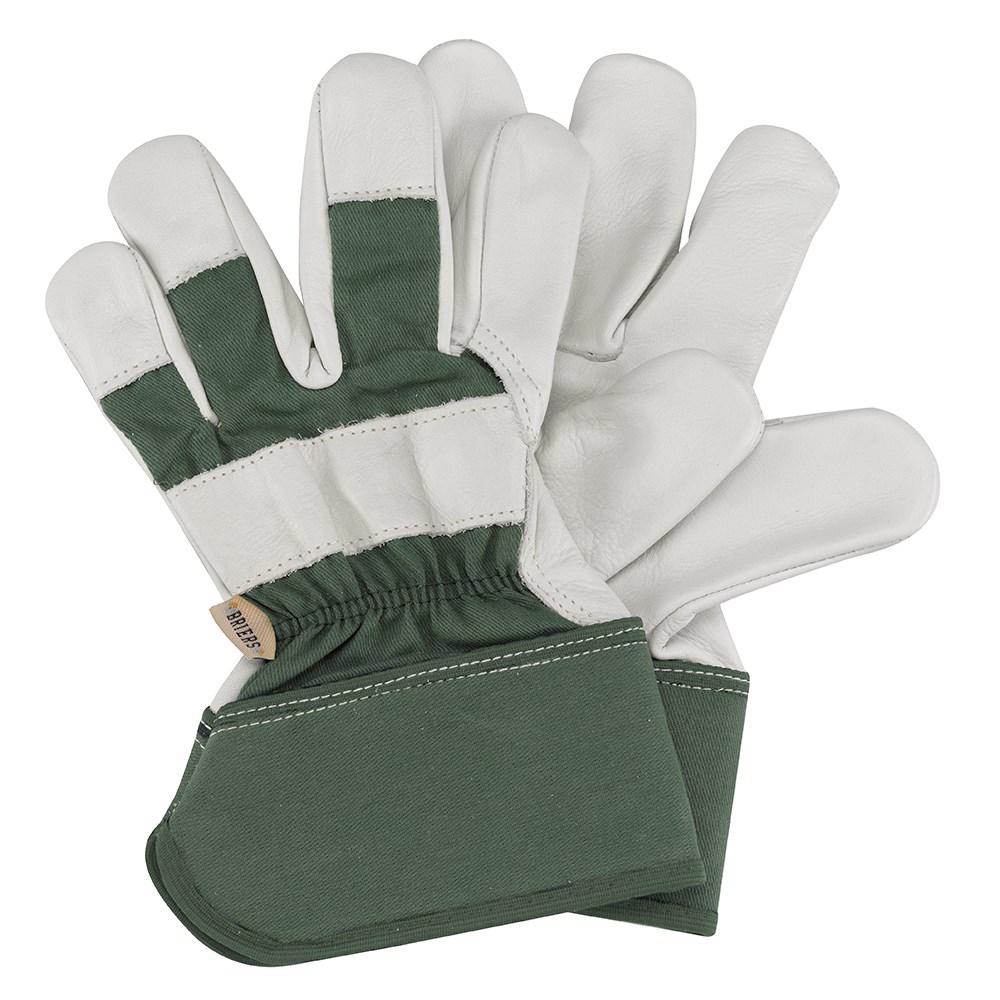 Briers Premium Riggers Multipurpose Gloves | Leather | Medium | Green 