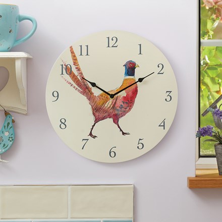 12in Pheasant Wall Clock by Smart Garden