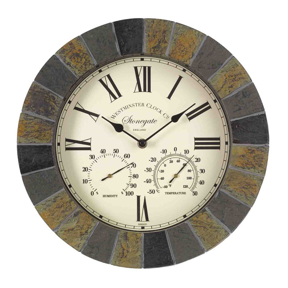 14in Stonegate Wall Clock & Thermometer by Smart Garden
