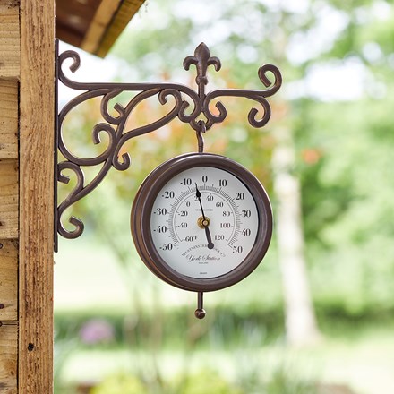5.5in York Station Wall Clock & Thermometer by Smart Garden