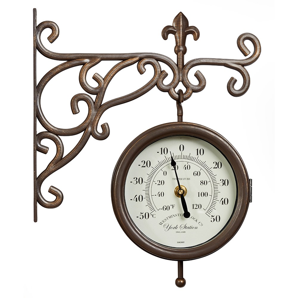 5.5in York Station Wall Clock & Thermometer by Smart Garden