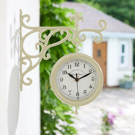 5.5in York Station Wall Clock & Thermometer - Cream by Smart Garden