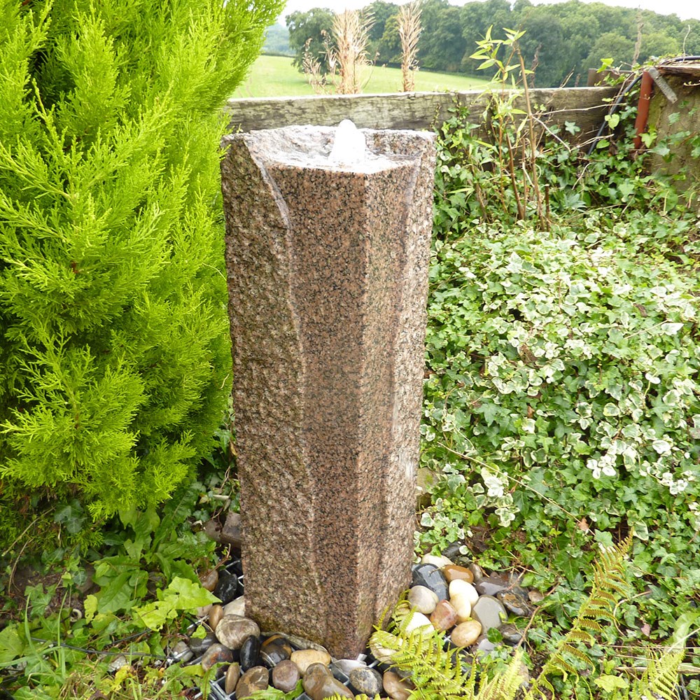 Juro Pink Granite Column Water Feature