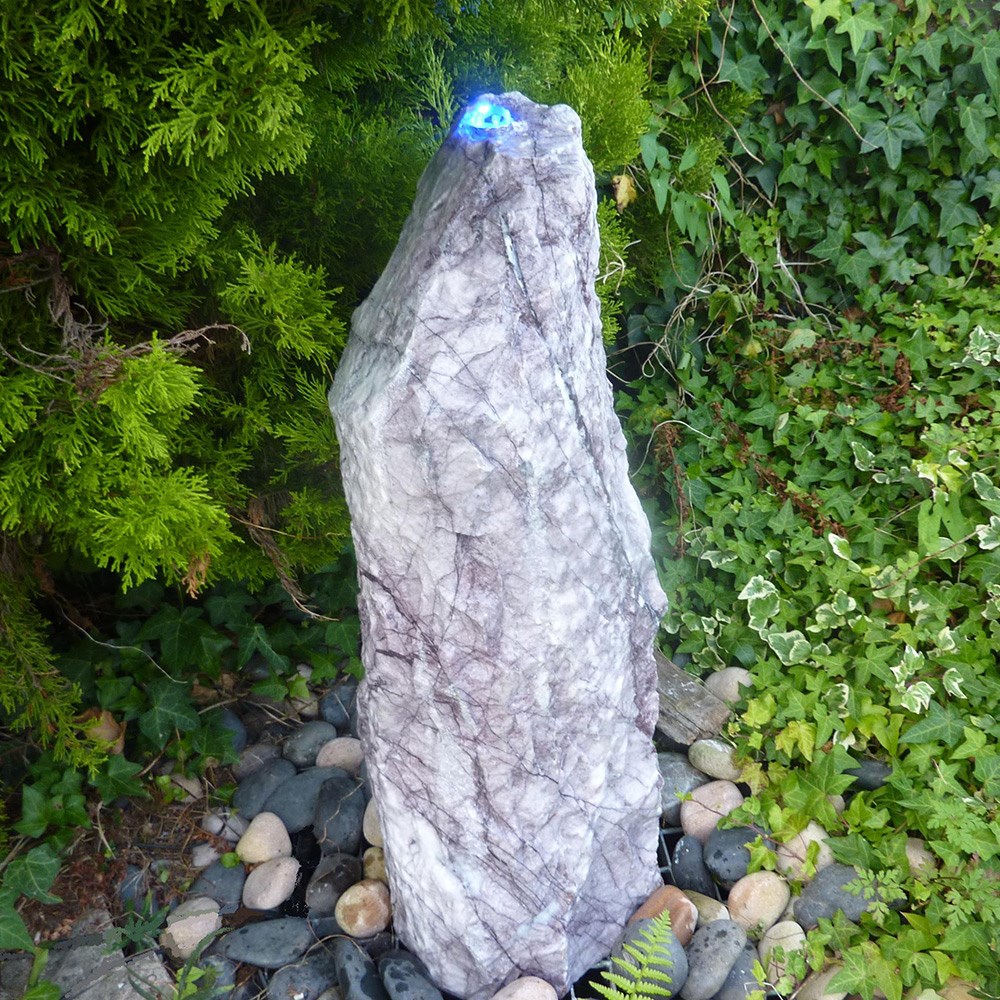 Purple Monolith Water Feature With Lights