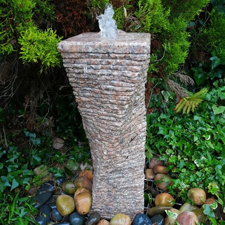 H80cm Grey Granite Twisted Fountain Water Feature