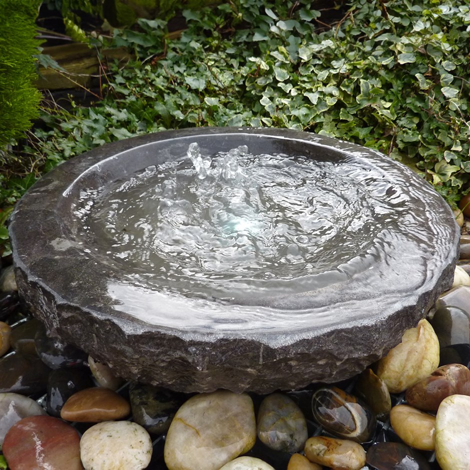 H12cm Black Limestone Babbling Bowl Water Feature