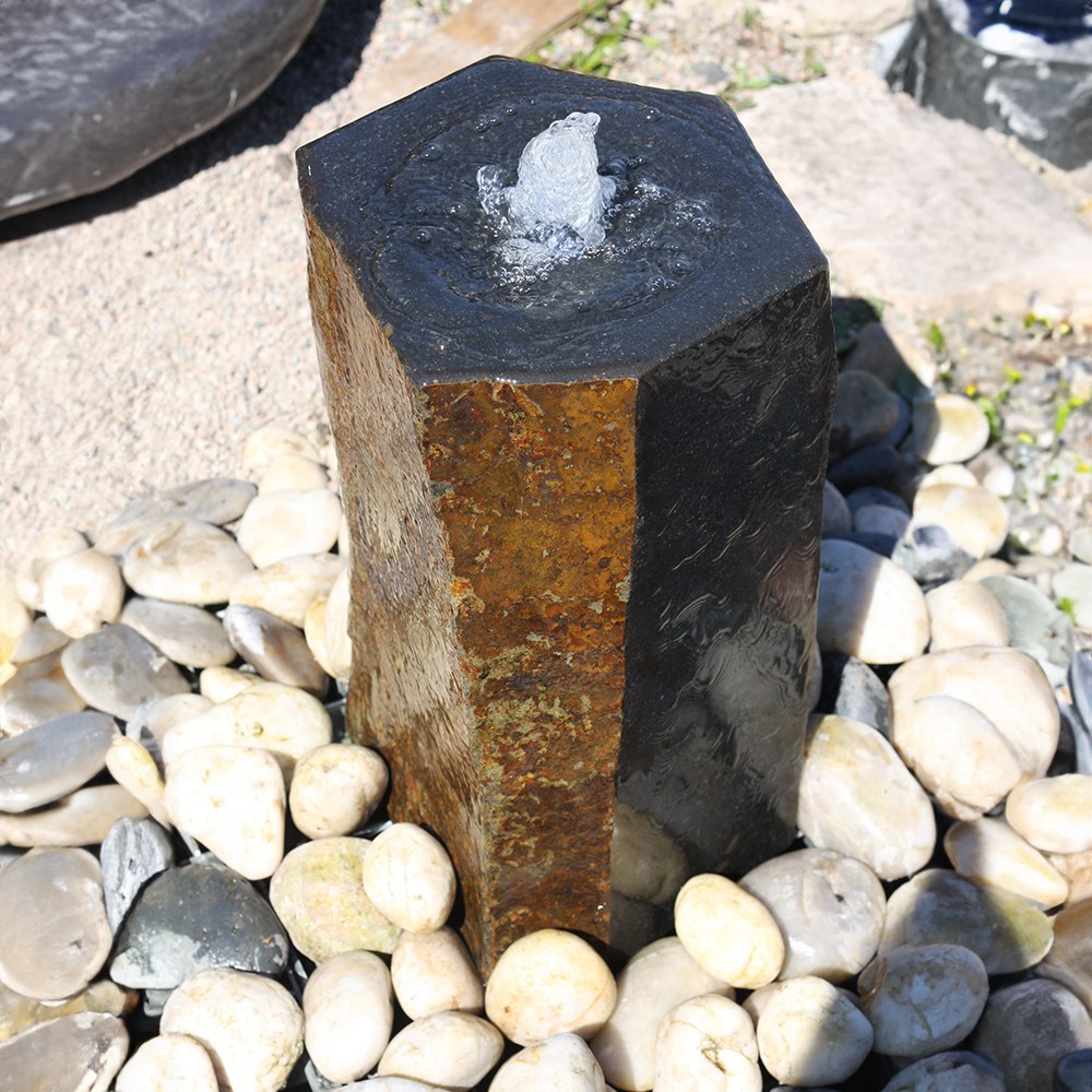 Large Babbling Drilled Basalt Fountain Water Feature