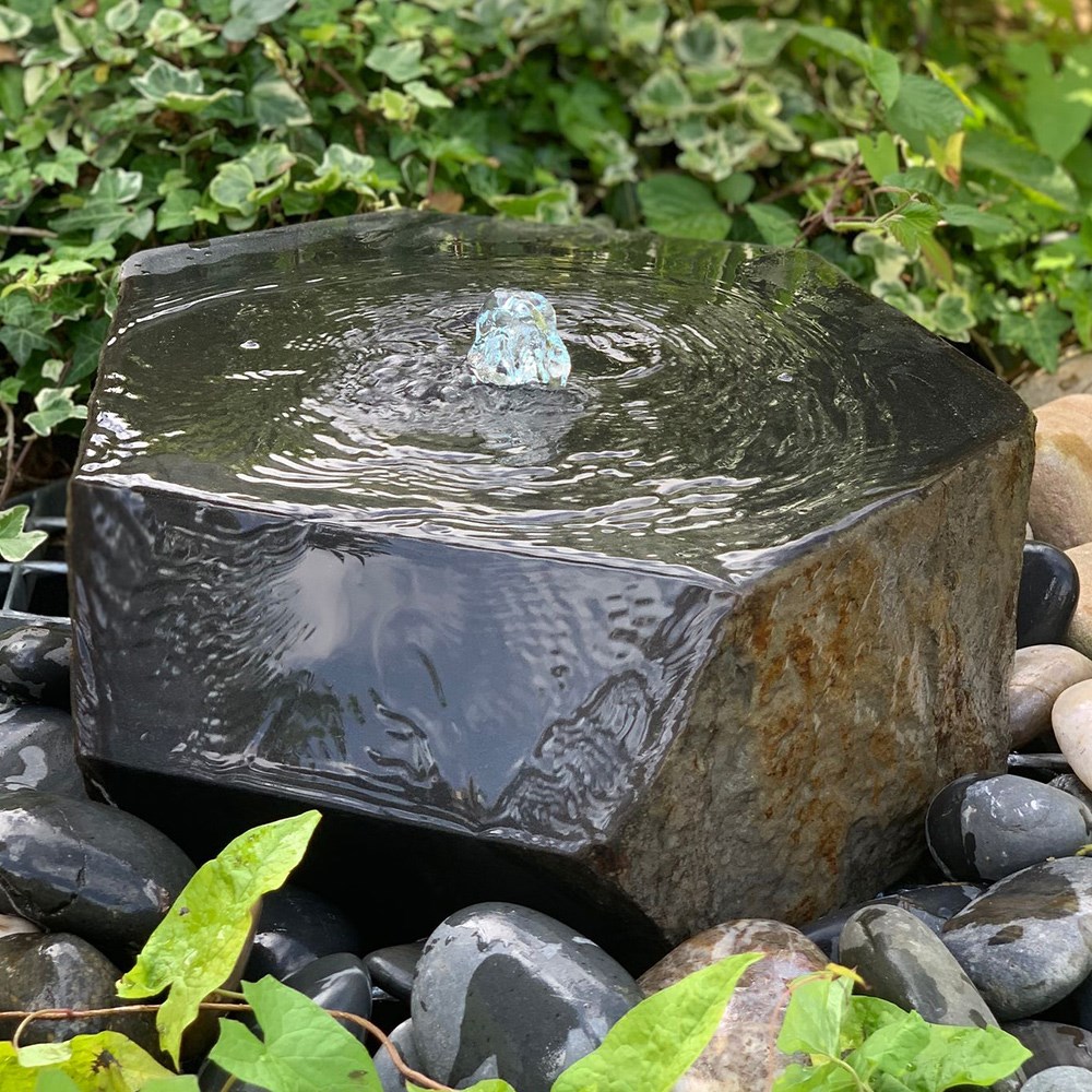 Basalt Crystal Fountain Water Feature With LED Lights