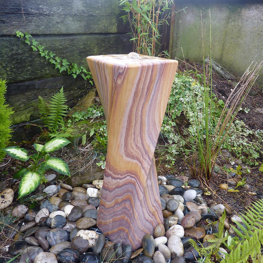 Rainbow Sandstone Twist Drilled Smooth Column Water Feature