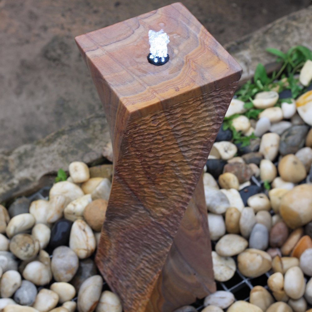Rainbow Sandstone Twist Drilled Smooth Column Water Feature