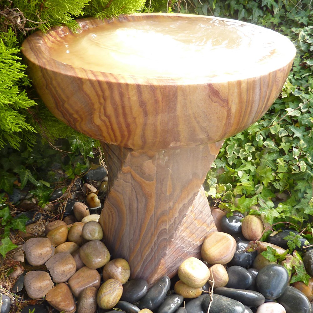 Rainbow Sandstone Chubby Bowl Twisted Column Water Feature