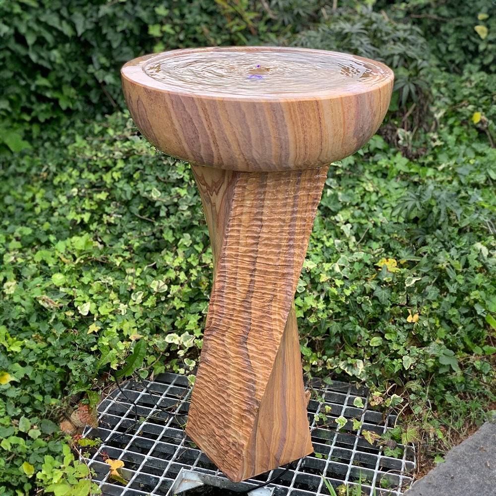 Rainbow Sandstone Bowl Twist Column Water Feature